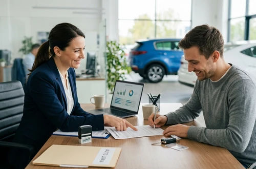 Customer getting answers about their car loan